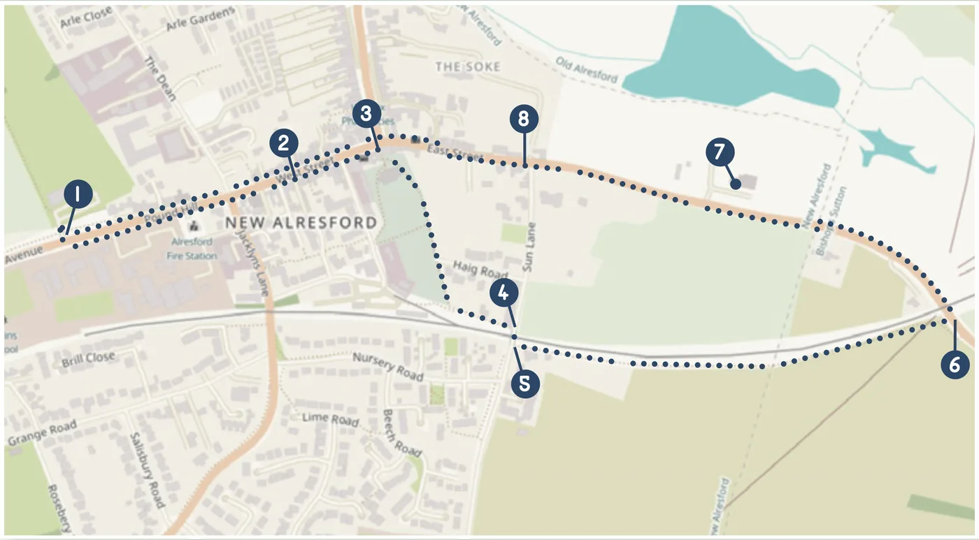 Walk 1 Bishop's Sutton route map